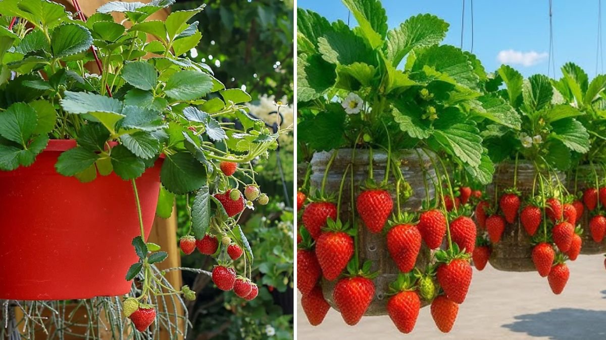 DIY Hanging Bottle Garden for Fresh, Juicy Strawberries at Home